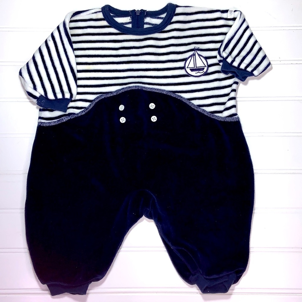Absorba Navy Velour Sailor Outfit 6M